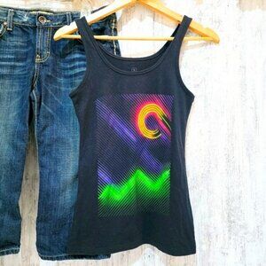 Coachella Music Festival Women's Tank Top Size Small Black Stretch Knit Punk